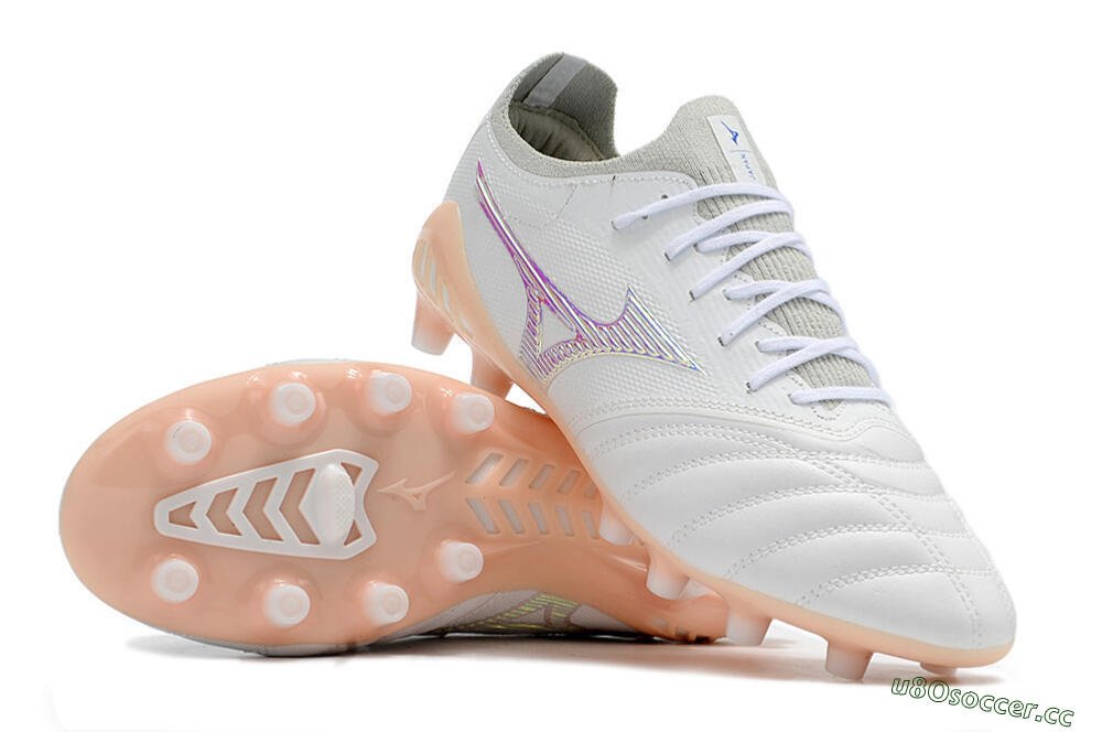 Men's Mizuno Morelia Neo 3 FG Firm Ground Low-Tops Football Boots - White/Blue/Pink 3