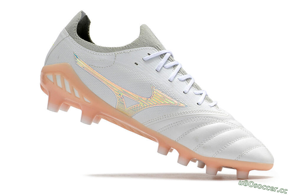 Men's Mizuno Morelia Neo 3 FG Firm Ground Low-Tops Football Boots - White/Blue/Pink 4