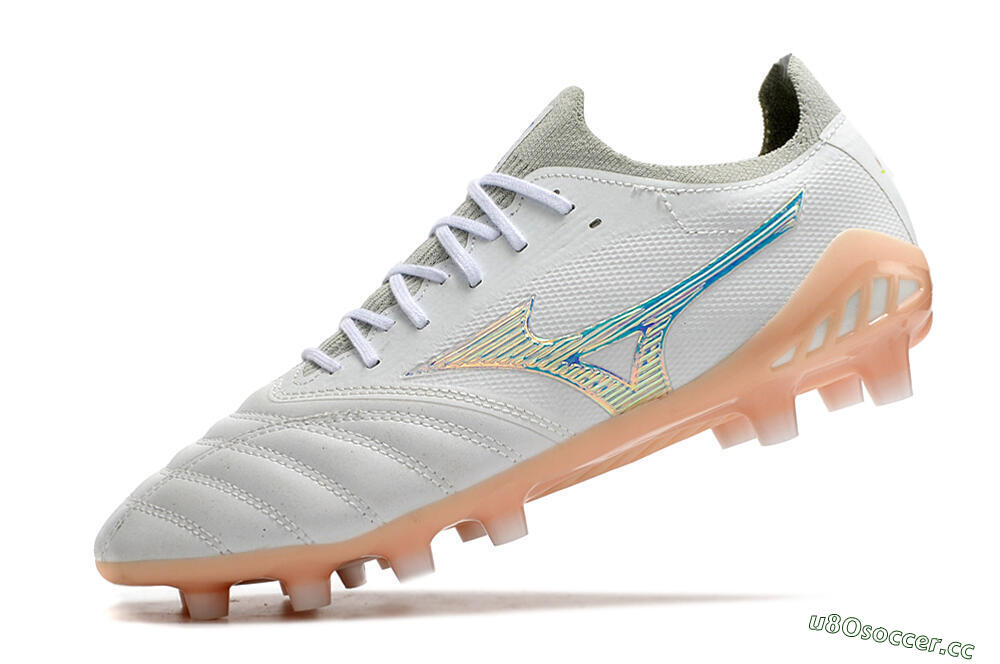 Men's Mizuno Morelia Neo 3 FG Firm Ground Low-Tops Football Boots - White/Blue/Pink 5