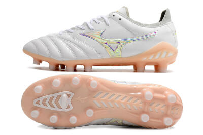 Men's Mizuno Morelia Neo 3 FG Firm Ground Low-Tops Football Boots - White/Pink