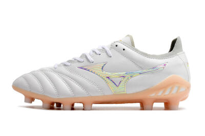 Men's Mizuno Morelia Neo 3 FG Firm Ground Low-Tops Football Boots - White/Pink