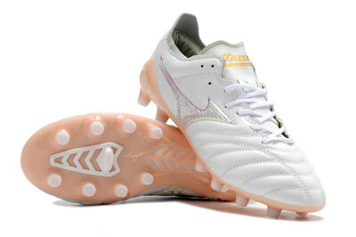 Men's Mizuno Morelia Neo 3 FG Firm Ground Low-Tops Football Boots - White/Pink