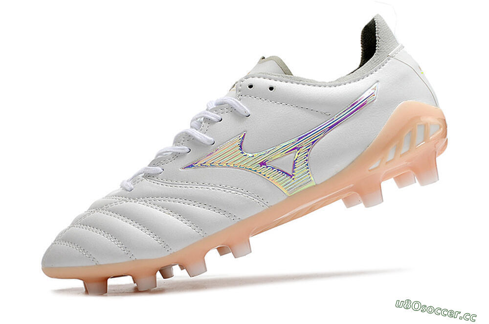 Men's Mizuno Morelia Neo 3 FG Firm Ground Low-Tops Football Boots - White/Pink 5