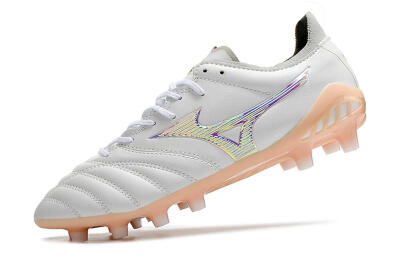 Men's Mizuno Morelia Neo 3 FG Firm Ground Low-Tops Football Boots - White/Pink