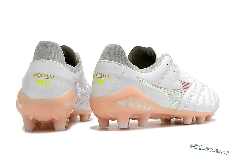 Men's Mizuno Morelia Neo 3 FG Firm Ground Low-Tops Football Boots - White/Pink 6