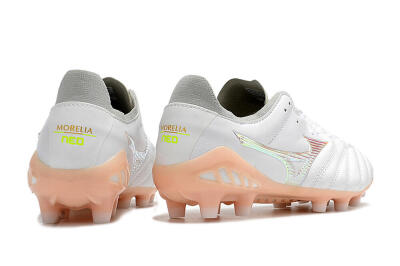 Men's Mizuno Morelia Neo 3 FG Firm Ground Low-Tops Football Boots - White/Pink
