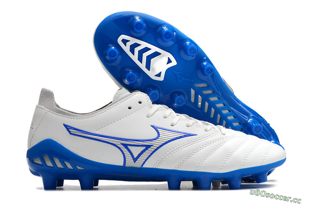 Men's Mizuno Morelia Neo 3 Pro FG Firm Ground Low-Tops Football Boots - White/Blue 2