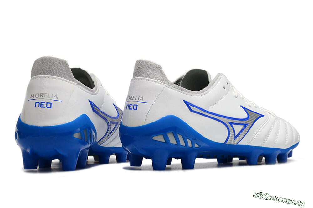 Men's Mizuno Morelia Neo 3 Pro FG Firm Ground Low-Tops Football Boots - White/Blue 8