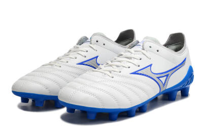 Men's Mizuno Morelia Neo 3 Pro FG Firm Ground Low-Tops Football Boots - White/Blue