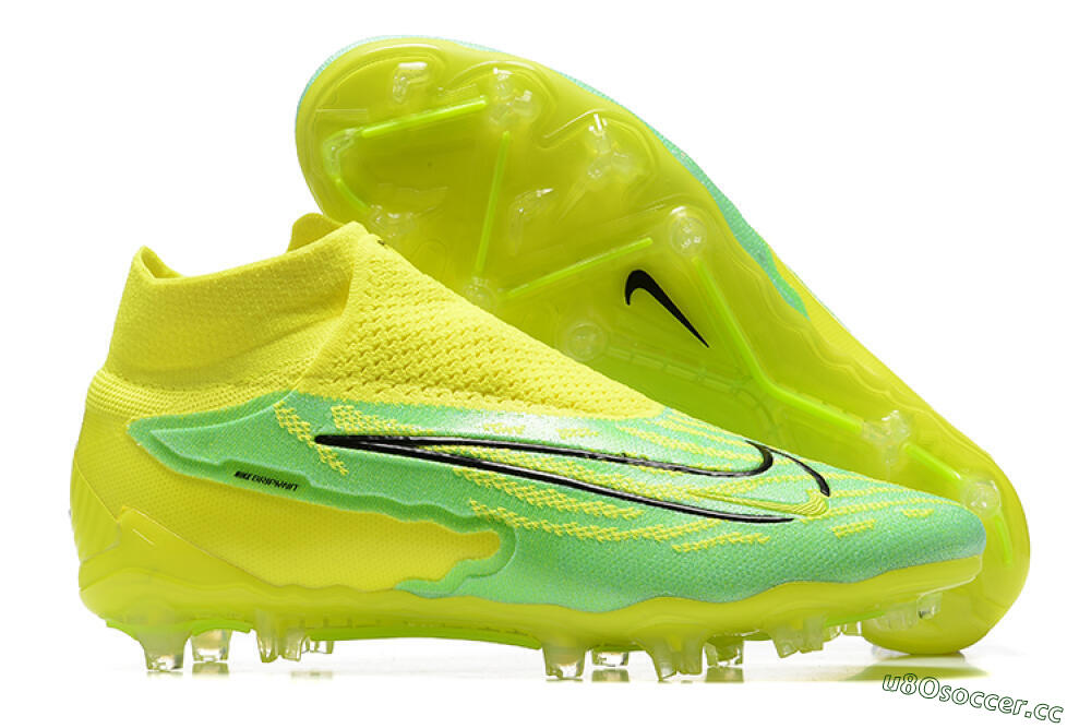 Men's Nike Phantom GX Elite DF Link FG Firm Ground High-Tops Football Boots - Yellow/Green/Black 2