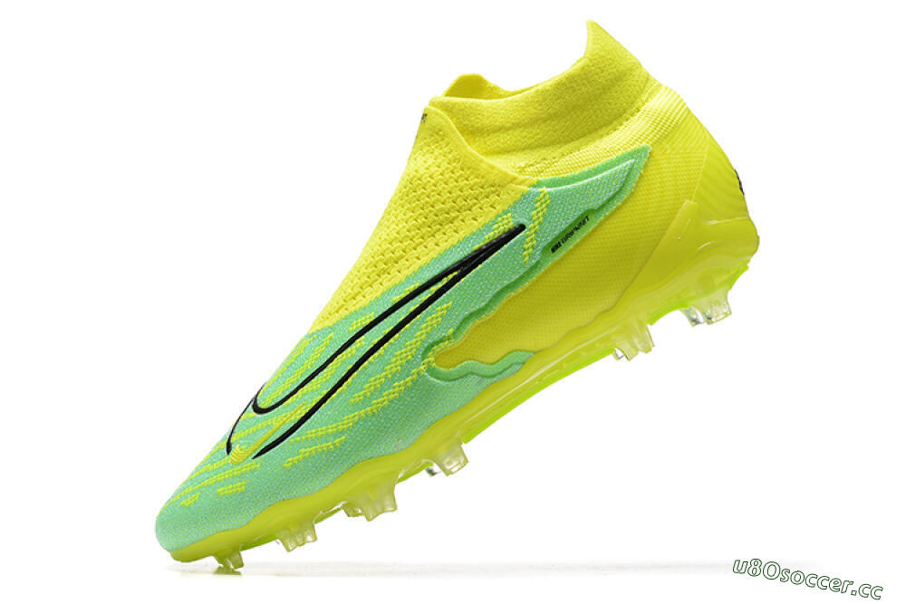 Men's Nike Phantom GX Elite DF Link FG Firm Ground High-Tops Football Boots - Yellow/Green/Black 7