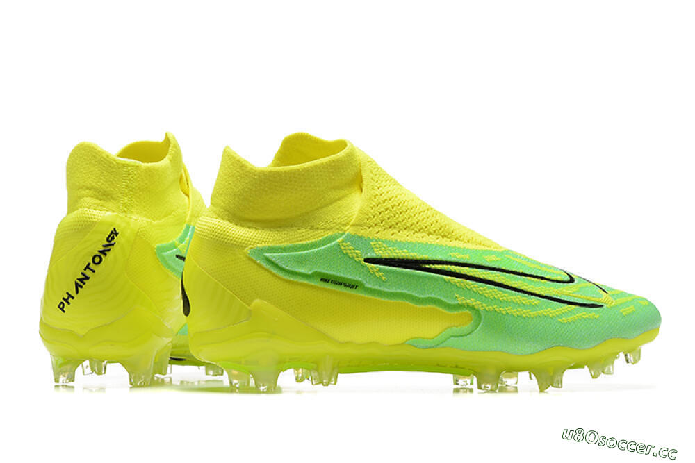 Men's Nike Phantom GX Elite DF Link FG Firm Ground High-Tops Football Boots - Yellow/Green/Black 8