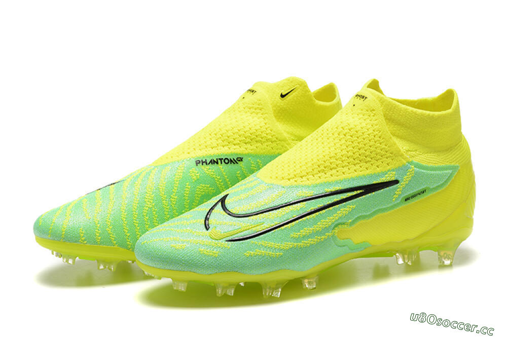 Men's Nike Phantom GX Elite DF Link FG Firm Ground High-Tops Football Boots - Yellow/Green/Black 9