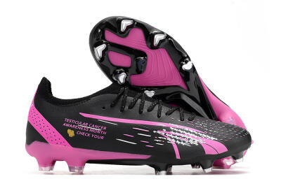 Men's Puma Ultra Ultimate FG Firm Ground Low-Tops Football Boots - Black/White/Pink