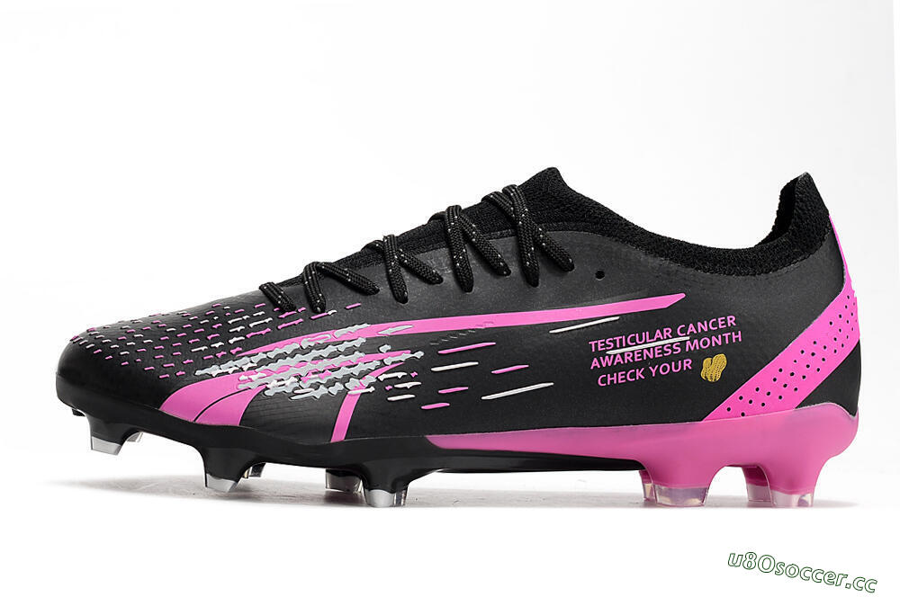 Men's Puma Ultra Ultimate FG Firm Ground Low-Tops Football Boots - Black/White/Pink 0