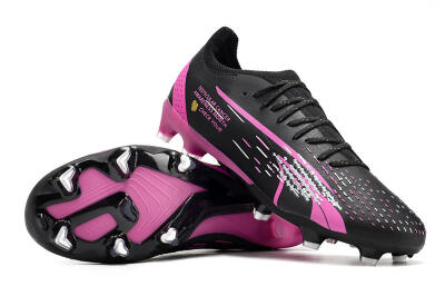 Men's Puma Ultra Ultimate FG Firm Ground Low-Tops Football Boots - Black/White/Pink