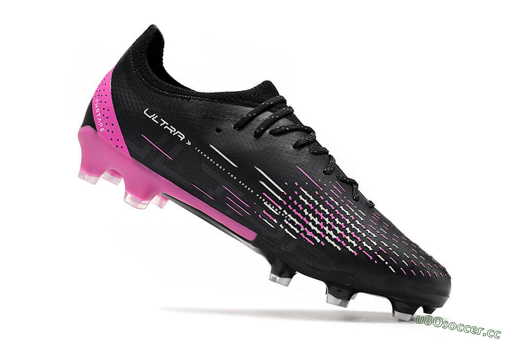 Men's Puma Ultra Ultimate FG Firm Ground Low-Tops Football Boots - Black/White/Pink 4