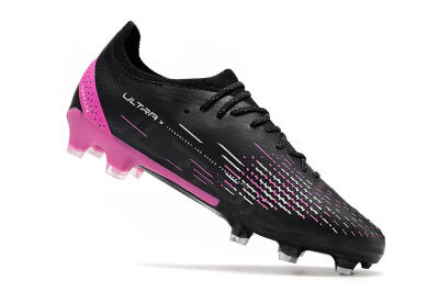 Men's Puma Ultra Ultimate FG Firm Ground Low-Tops Football Boots - Black/White/Pink
