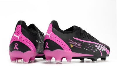 Men's Puma Ultra Ultimate FG Firm Ground Low-Tops Football Boots - Black/White/Pink