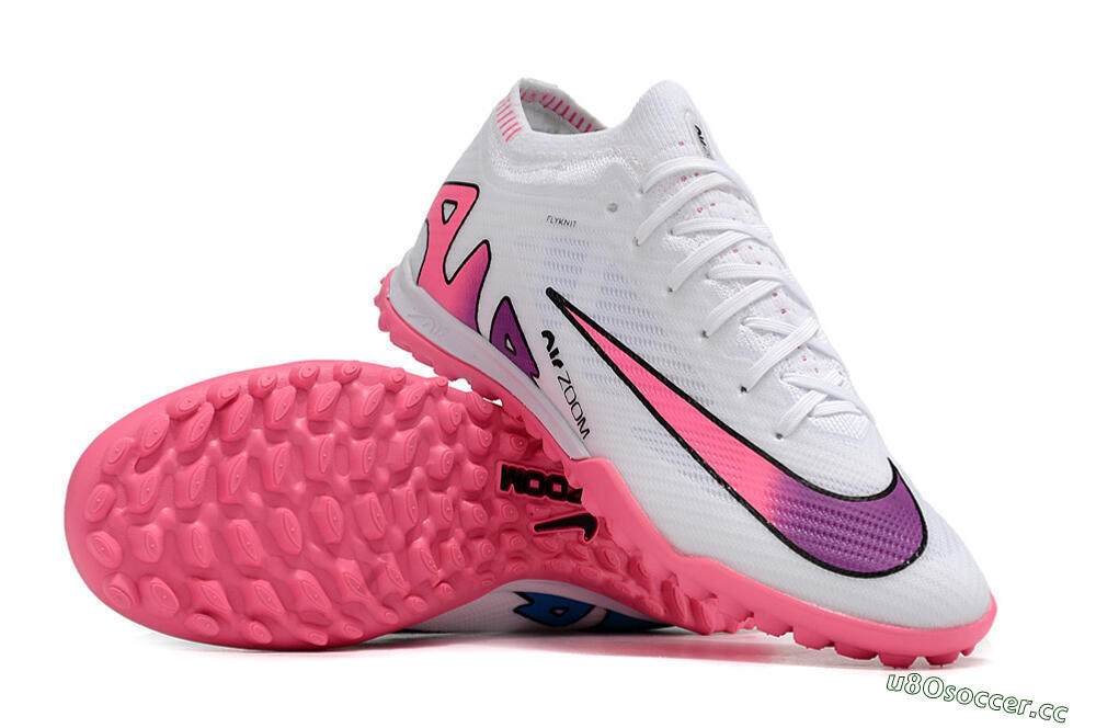 Unisex Nike Mercurial Vapor 15 Elite TF Artificial Turf Low-Tops Football Shoes - White/Pink 3