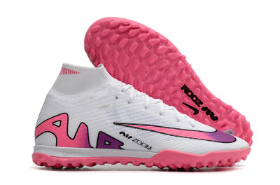 Unisex Nike Mercurial Superfly 9 Elite TF Artificial Turf High-Tops Football Shoes - White/Pink