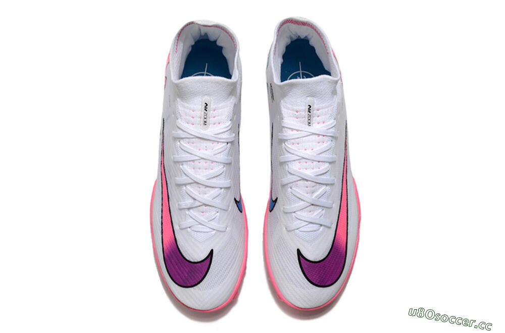 Unisex Nike Mercurial Superfly 9 Elite TF Artificial Turf High-Tops Football Shoes - White/Pink 4