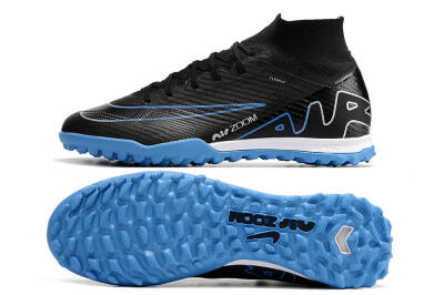 Unisex Nike Mercurial Superfly 9 Elite TF Artificial Turf High-Tops Football Shoes - Black/Blue