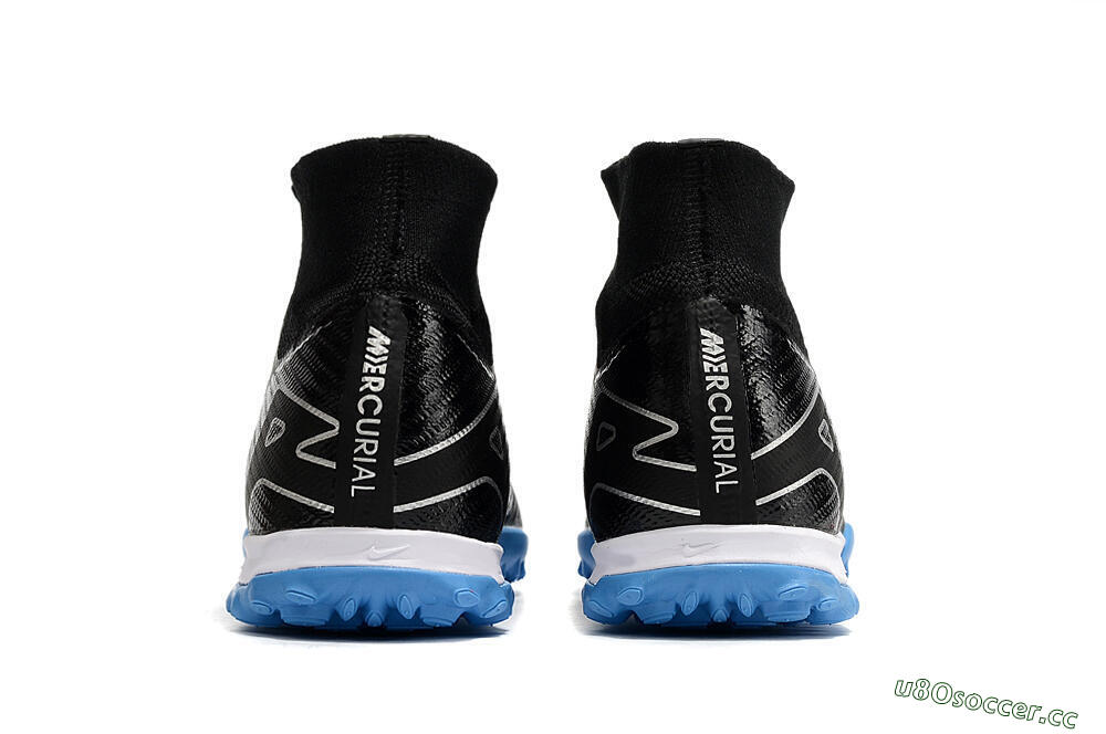 Unisex Nike Mercurial Superfly 9 Elite TF Artificial Turf High-Tops Football Shoes - Black/Blue 5