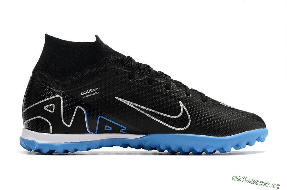 Unisex Nike Mercurial Superfly 9 Elite TF Artificial Turf High-Tops Football Shoes - Black/Blue 7