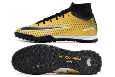 Unisex Nike Mercurial Superfly 9 Elite TF Artificial Turf High-Tops Football Shoes - Gold/Black/Silver