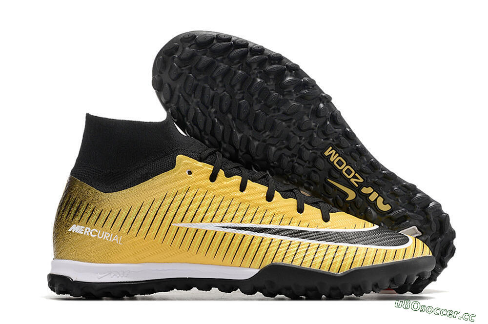 Unisex Nike Mercurial Superfly 9 Elite TF Artificial Turf High-Tops Football Shoes - Gold/Black/Silver 2