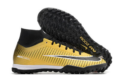 Unisex Nike Mercurial Superfly 9 Elite TF Artificial Turf High-Tops Football Shoes - Gold/Black/Silver