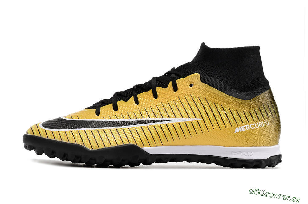 Unisex Nike Mercurial Superfly 9 Elite TF Artificial Turf High-Tops Football Shoes - Gold/Black/Silver 0