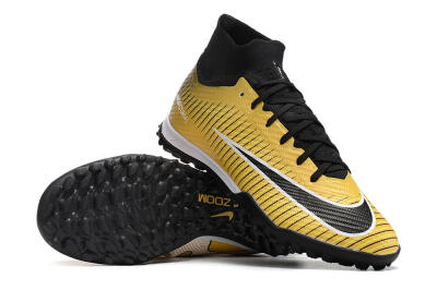 Unisex Nike Mercurial Superfly 9 Elite TF Artificial Turf High-Tops Football Shoes - Gold/Black/Silver