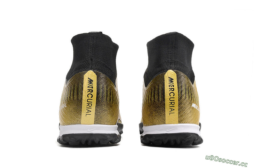 Unisex Nike Mercurial Superfly 9 Elite TF Artificial Turf High-Tops Football Shoes - Gold/Black/Silver 5