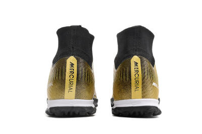 Unisex Nike Mercurial Superfly 9 Elite TF Artificial Turf High-Tops Football Shoes - Gold/Black/Silver