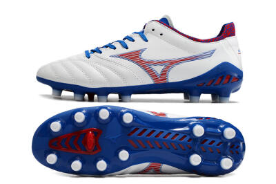 Men's Mizuno Morelia Neo 3 Pro Japan FG Firm Ground Low-Tops Football Boots - White/Red/Blue