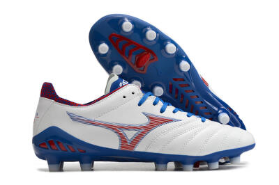 Men's Mizuno Morelia Neo 3 Pro Japan FG Firm Ground Low-Tops Football Boots - White/Red/Blue