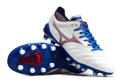 Men's Mizuno Morelia Neo 3 Pro Japan FG Firm Ground Low-Tops Football Boots - White/Red/Blue