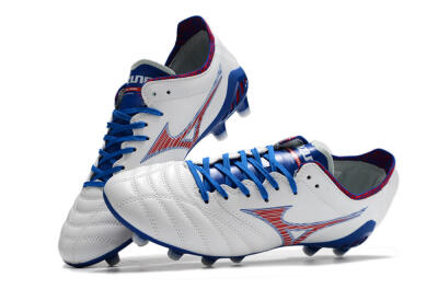 Men's Mizuno Morelia Neo 3 Pro Japan FG Firm Ground Low-Tops Football Boots - White/Red/Blue