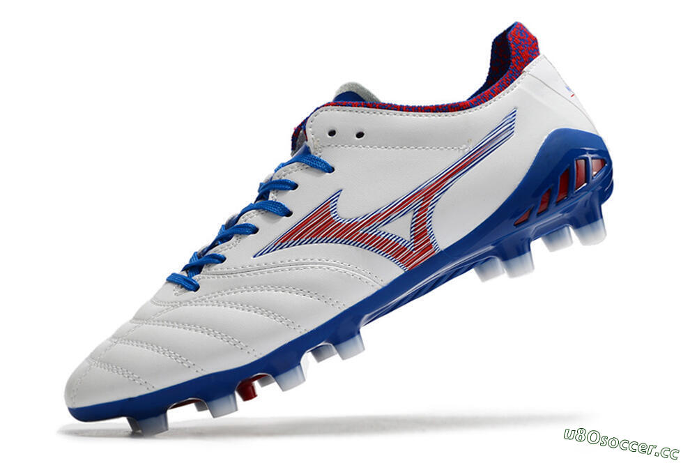 Men's Mizuno Morelia Neo 3 Pro Japan FG Firm Ground Low-Tops Football Boots - White/Red/Blue 7