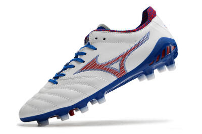 Men's Mizuno Morelia Neo 3 Pro Japan FG Firm Ground Low-Tops Football Boots - White/Red/Blue