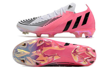 Men's Adidas Predator Edge.1 FG Firm Ground Low-Tops Football Boots - White/Pink/Black