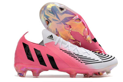 Men's Adidas Predator Edge.1 FG Firm Ground Low-Tops Football Boots - White/Pink/Black