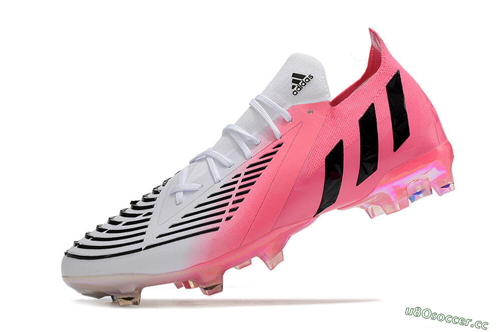 Men's Adidas Predator Edge.1 FG Firm Ground Low-Tops Football Boots - White/Pink/Black 5