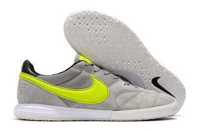 Men's Nike Premier 2 Sala IC Indoor & Futsal Low-Tops Football Shoes - Grey/Green/Black