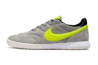 Men's Nike Premier 2 Sala IC Indoor & Futsal Low-Tops Football Shoes - Grey/Green/Black