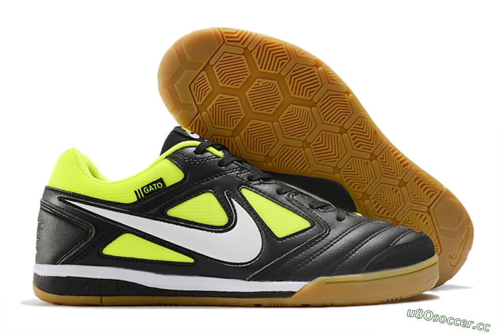Men's Nike SB Gato IC Indoor & Futsal Low-Tops Football Shoes - Black/Green/White 2
