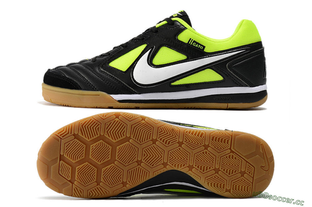 Men's Nike SB Gato IC Indoor & Futsal Low-Tops Football Shoes - Black/Green/White 1