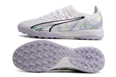 Men's Puma Ultra Ultimate TF Artificial Turf Low-Tops Football Shoes - White/Blue/Green